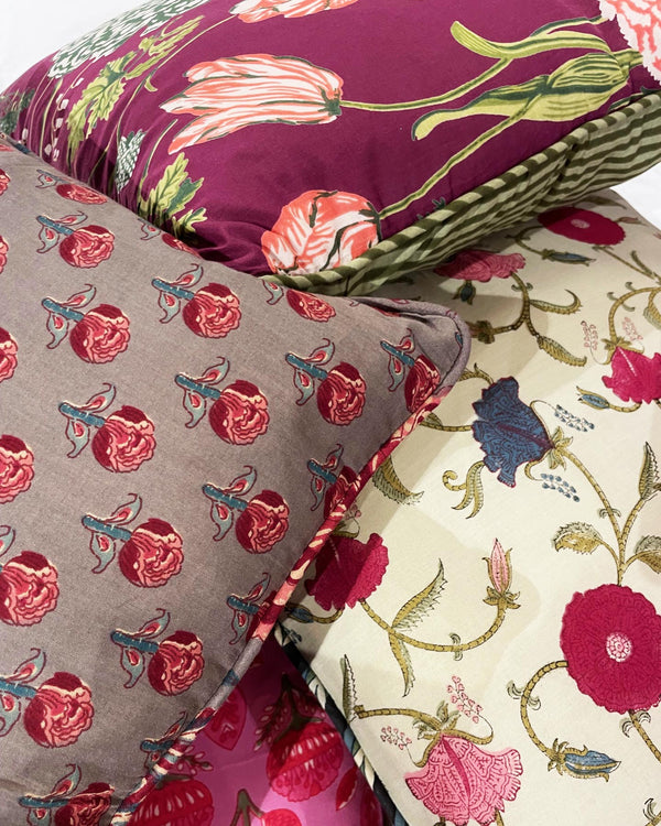 Cuscini cotone stampato block print collezione arredamento