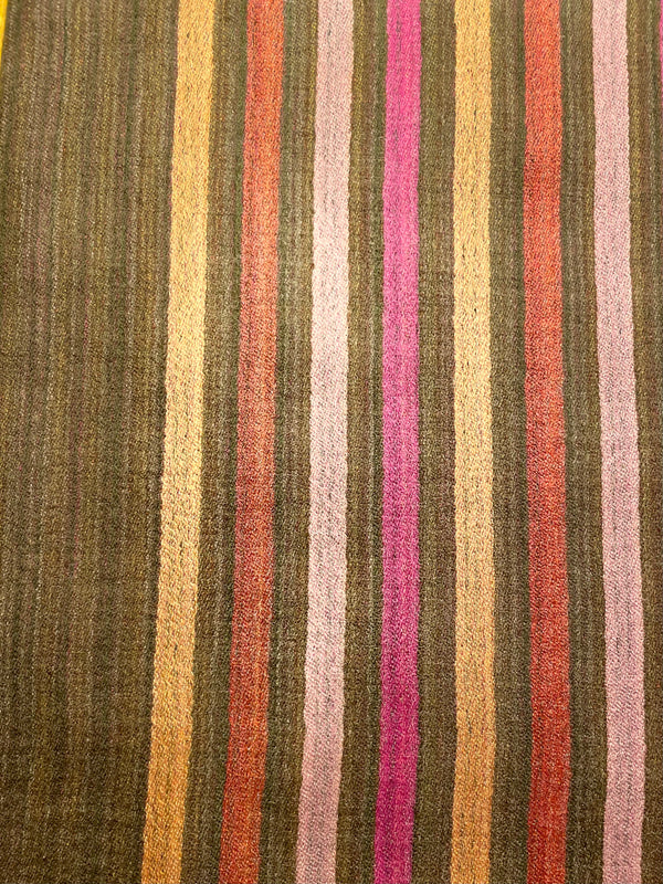Scialle Olive Stripes dettaglio retro reversibile lana seta