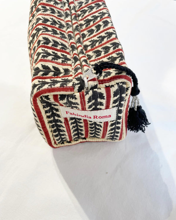 Astuccio Quercia cotone block print dettaglio stampa foglie