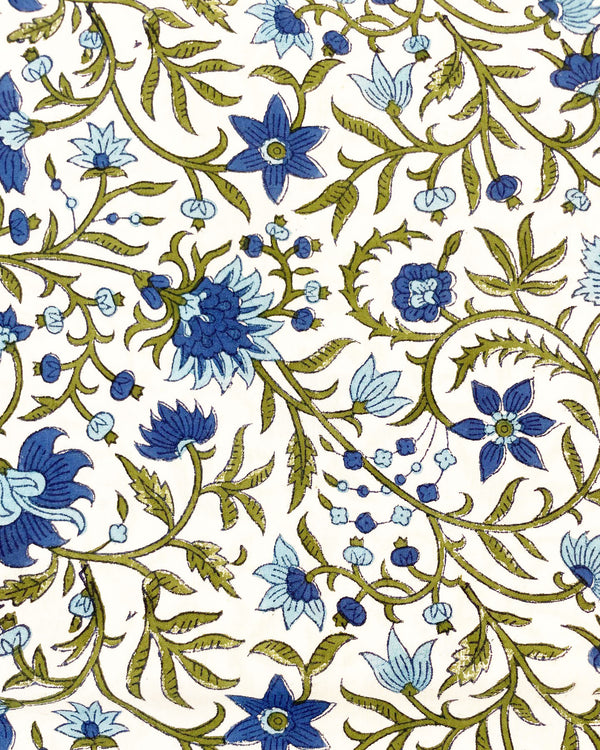 Dettaglio motivi block print Blu Prussia