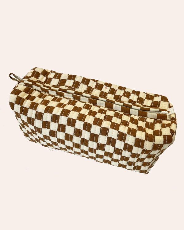 Astuccio trapuntato cotone motivo quadrati geometrici vista frontale