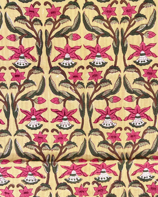 Cuscino Euphorbia dettaglio stampa botanica block print su cotone