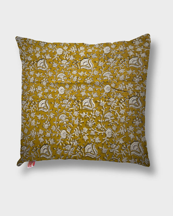 Copricuscino Gange cotone block print motivo geometrico floreale vista frontale