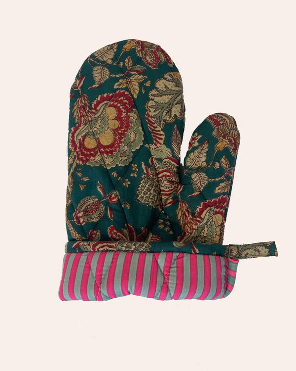 Guantone cucina Green Renaissance cotone trapuntato vista frontale