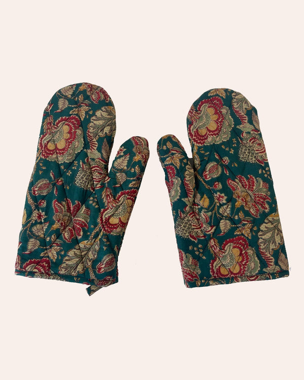 Set guantoni Green Renaissance cotone indiano block print