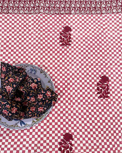 Dettaglio motivi block print Orange Ibis checks