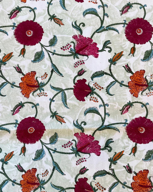 Runner da tavola Maggiorana dettaglio stampa block print foglie