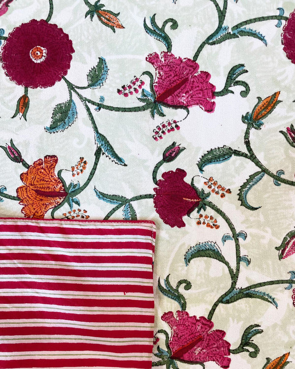 Cotone grezzo stampato a mano motivo Maggiorana dettaglio