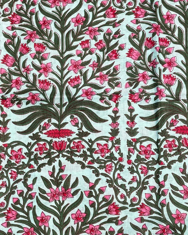 Shopper Persian Garden Turquoise dettaglio stampa floreale cotone