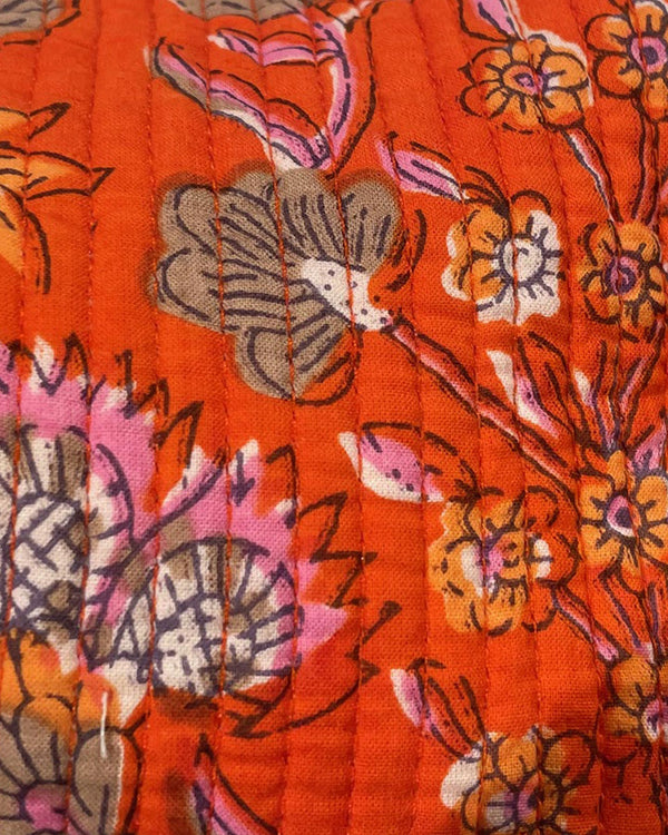 Astuccio Pumkin cotone block print dettaglio stampa arancione