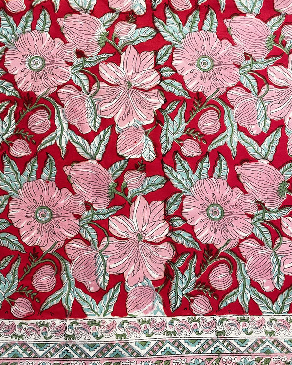 Telo copriletto Red Fields cotone stampato rosso profondo