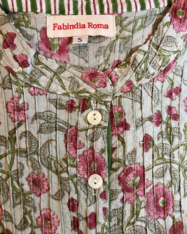 Camicia Pintuck Rose cotone indiano pieghe a mano