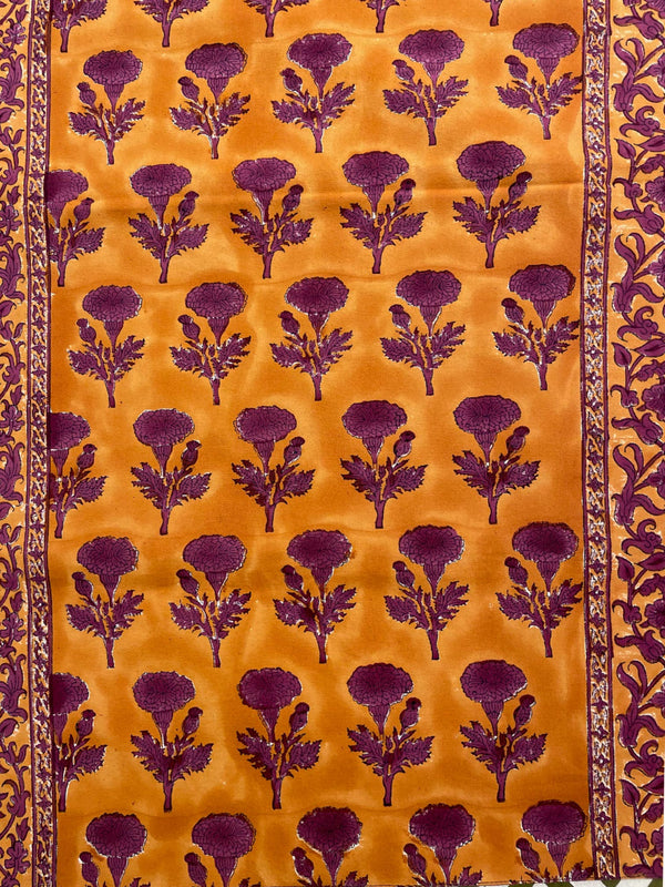 Runner da tavola Marygold Orange dettaglio stampa block print