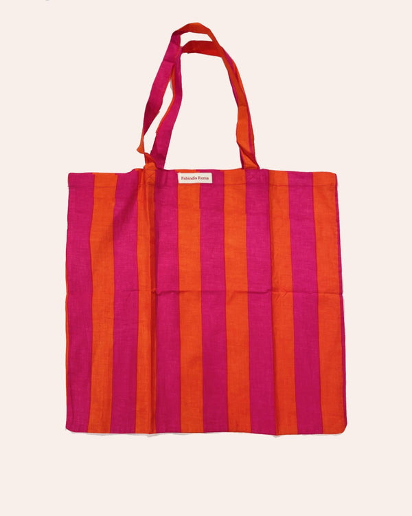 Shopper Lollipop cotone stampato a mano block print tinte pop vista frontale