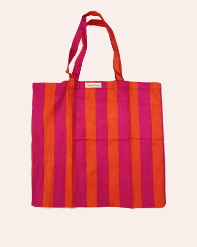 Shopper Lollipop cotone stampato a mano block print tinte pop vista frontale