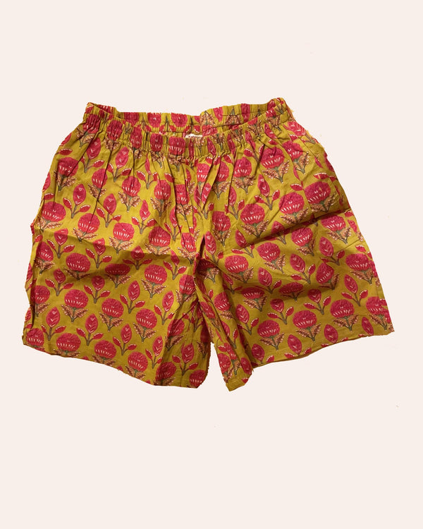Shorts Canarin cotone indiano block print frontale
