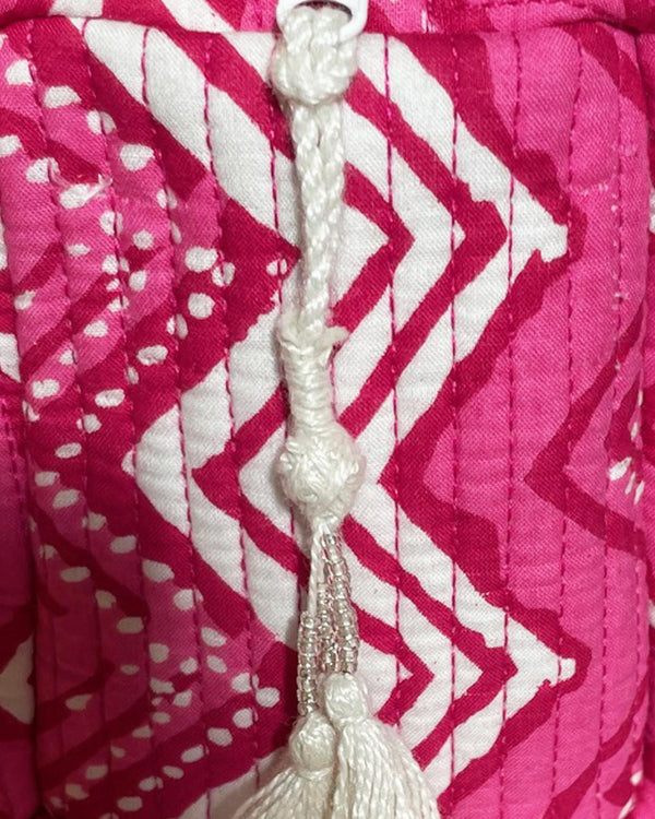 Astuccio Zig Zag cotone block print dettaglio stampa geometrica