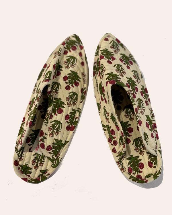 Babouches Raspberry cotone trapuntato stampa lampone