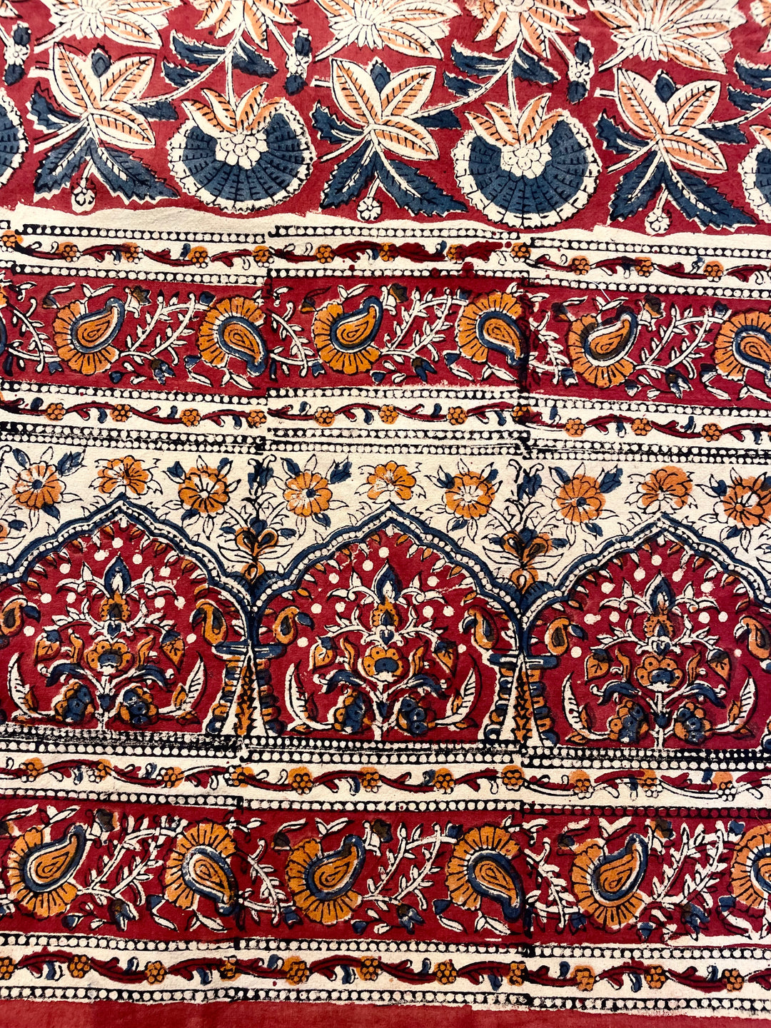 Telo Kalamkari Rusberry cotone indiano dettaglio