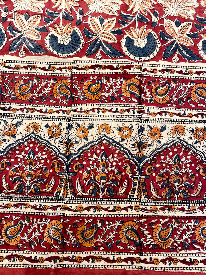Telo Kalamkari Rusberry cotone indiano dettaglio