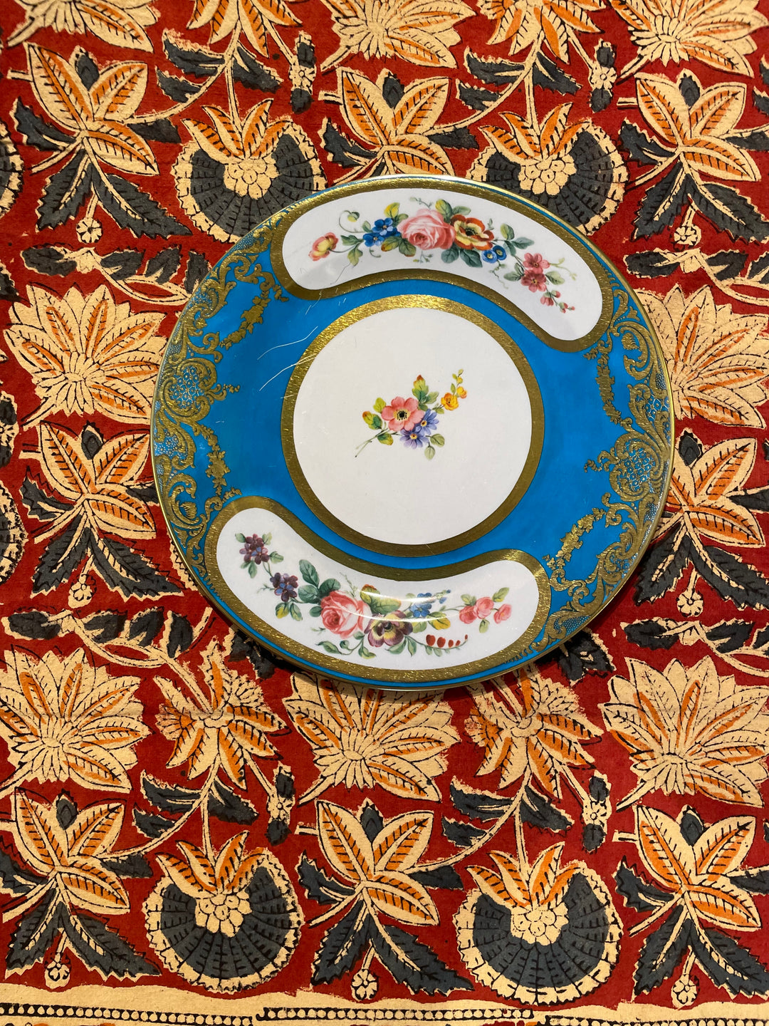 Telo copriletto Kalamkari Rusberry cotone stampato a mano