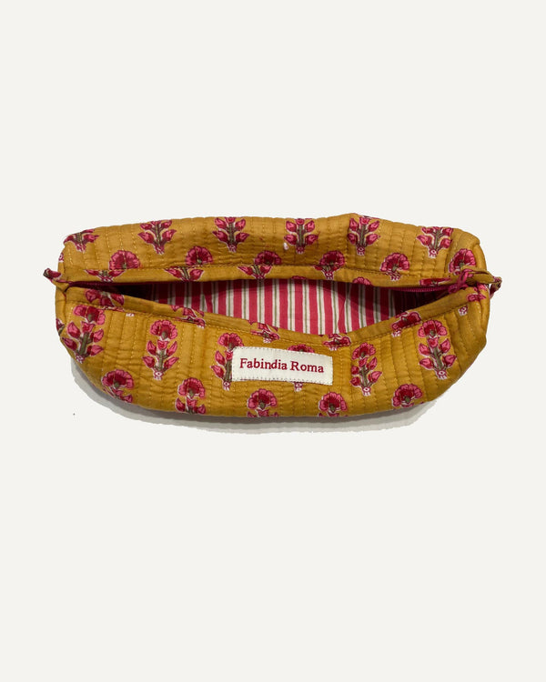 Portapenne Saffron cotone block print dettaglio forma allungata