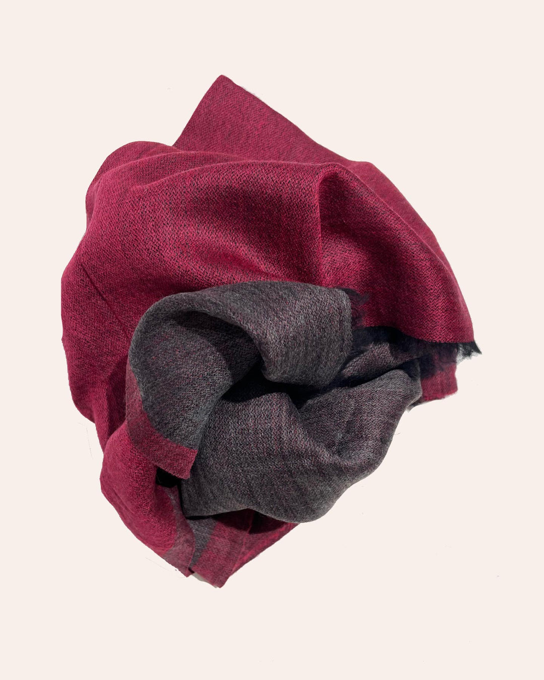 Scialle Bordeaux Reversibile lana seta Kashmir vista frontale