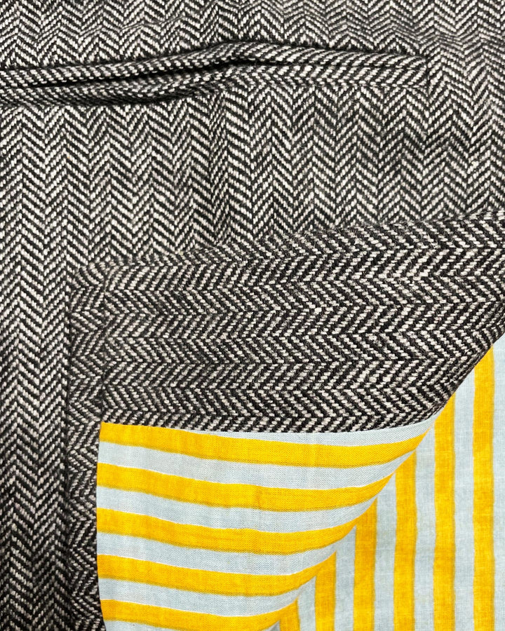 Nehru Jacket Almora dettaglio fodera interna cotone a righe