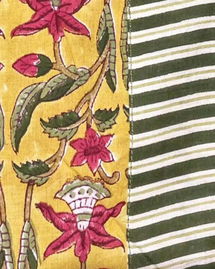 Vestito lungo Amber cotone stampato a mano dettaglio tessuto artigianale