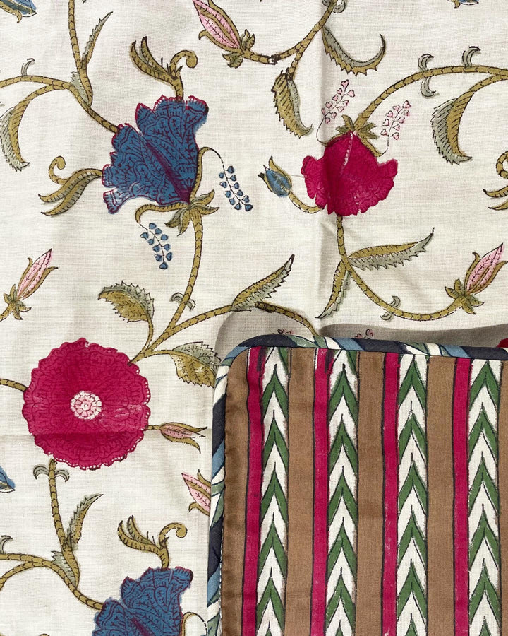 Cuscino Bali dettaglio tessuto cotone stampato block print