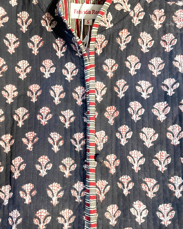 Giacca morbida Balmoral dettaglio tessuto cotone stampato nero motivi