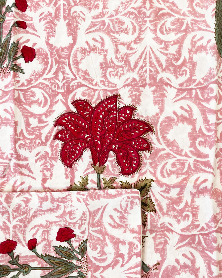 Shopper Dhalia dettaglio retro cotone stampato a mano