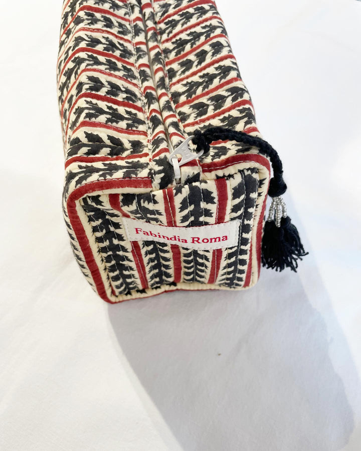 Astuccio Quercia cotone block print dettaglio stampa foglie