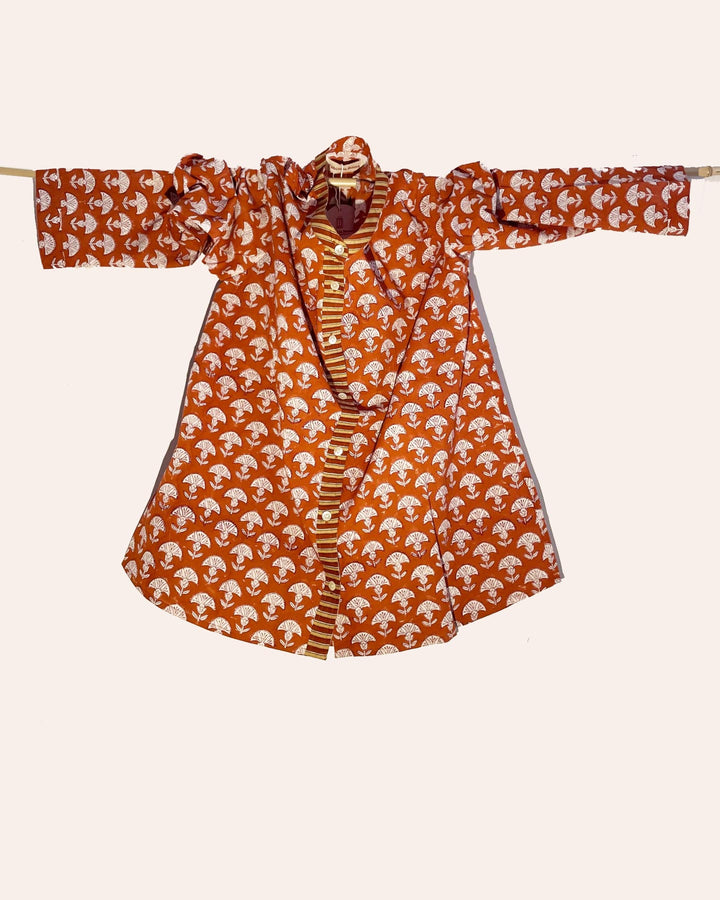 Camicia donna cotone stampato a mano motivo geometrico Bosforo vista frontale