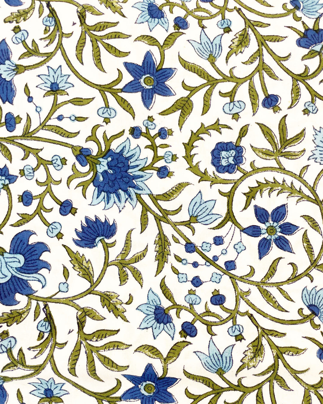 Dettaglio motivi block print Blu Prussia