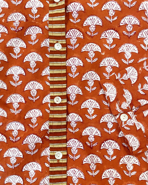 Camicia Bibi Bosforo cotone indiano dettaglio stampa geometrica