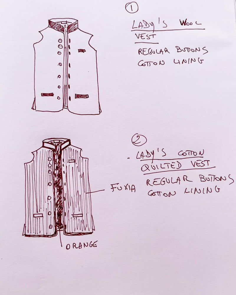 Bozzetto disegnato di modelli di abbigliamento