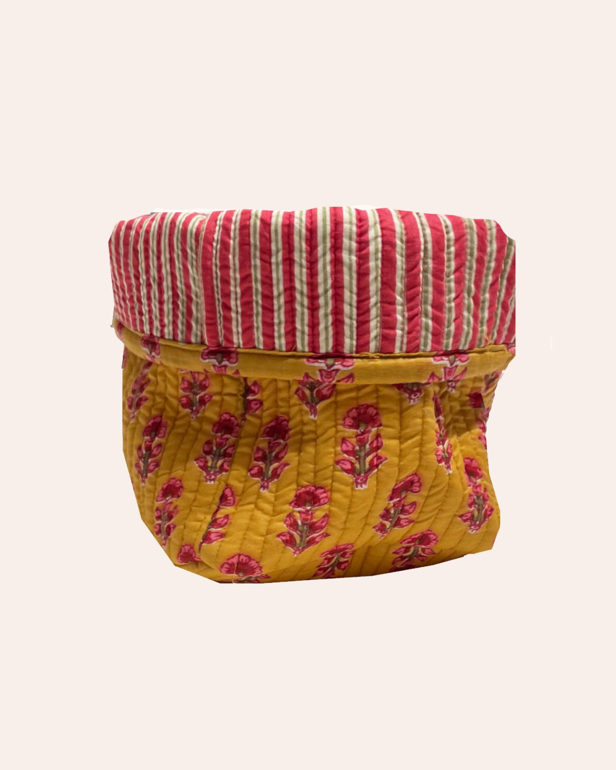 Cestino pane Bees cotone trapuntato block print