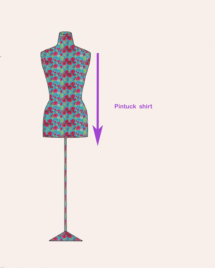 Illustrazione manichino camicia pintuck cotone stampato Fabindia Roma