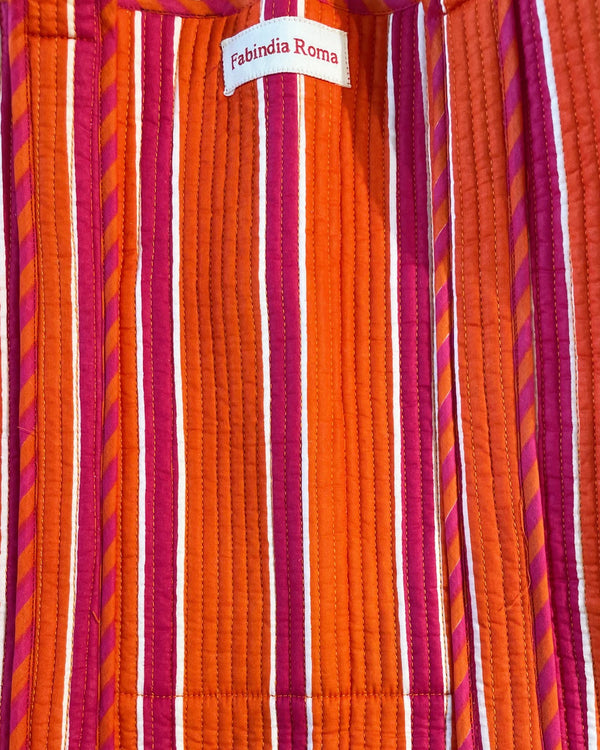 Shopper Roma College dettaglio stampa block print cotone trapuntato