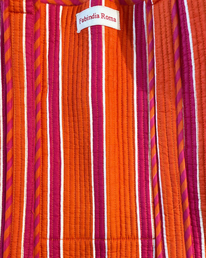 Shopper Roma College dettaglio stampa block print cotone trapuntato