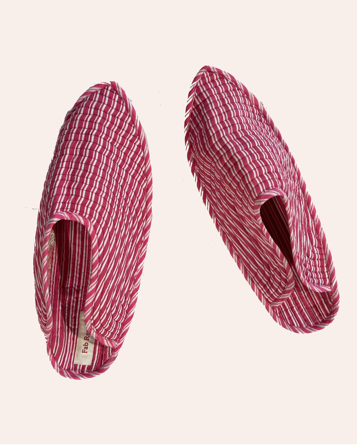 Babouches Colonial cotone trapuntato stampa verde vista dall'alto