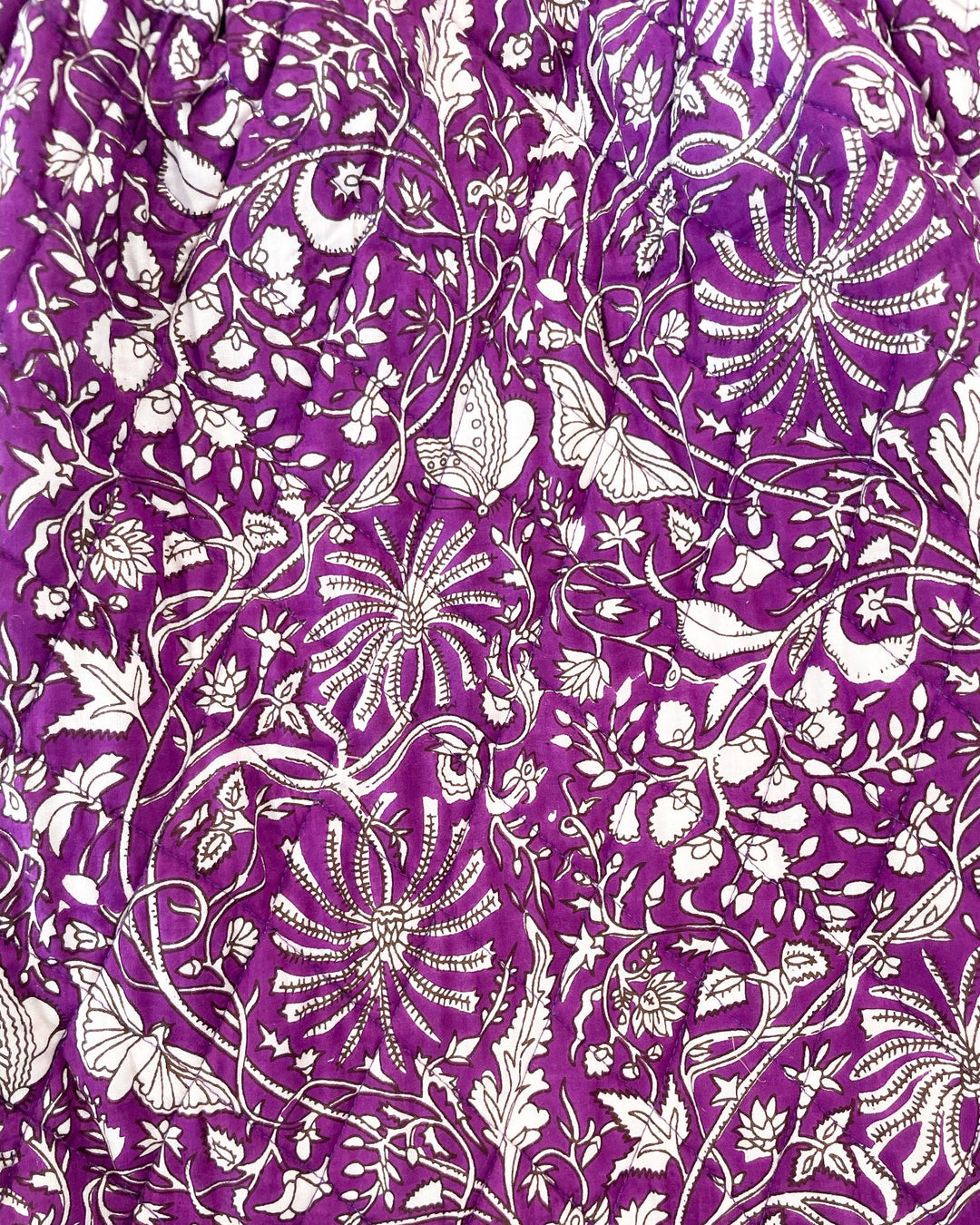 Borsa Croc Purple Rain dettaglio stampa viola block print cotone