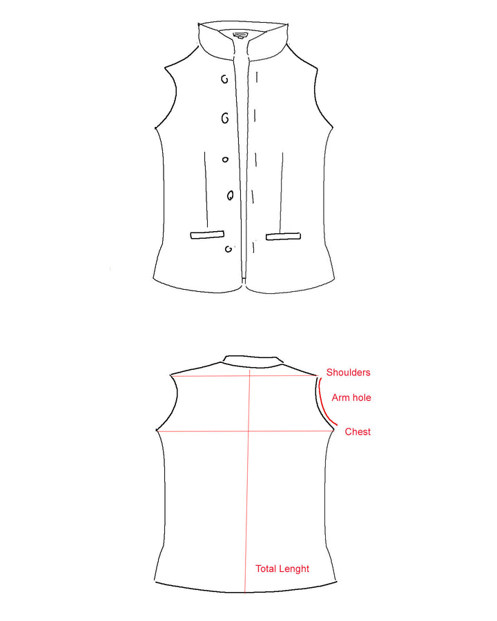 Disegno tecnico Nehru Jacket Fitted sagomata donna misure