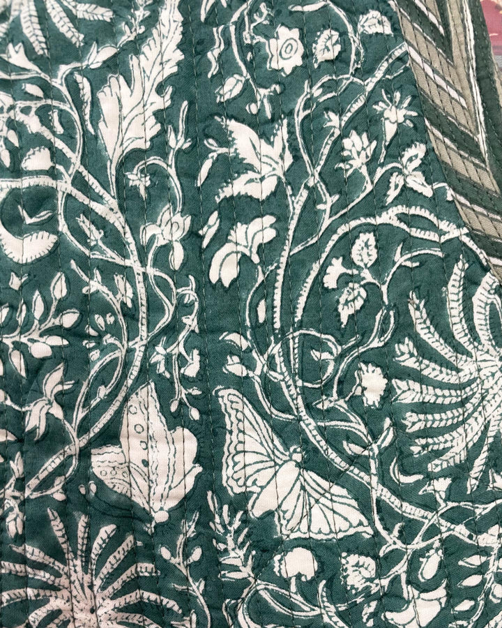Gilet Emerald dettaglio tasca mezza luna cotone trapuntato verde