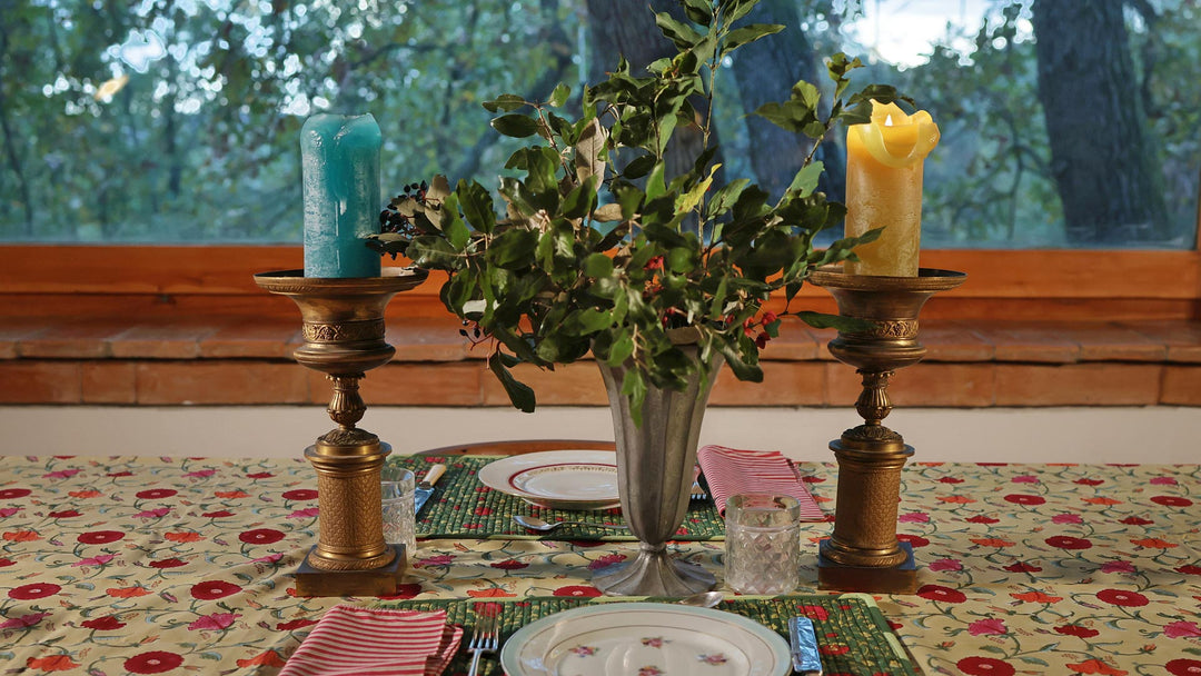 Dettaglio stampa block print Samarcand Light green