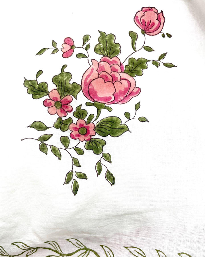Texture cotone stampato a mano Fleurs des Indes