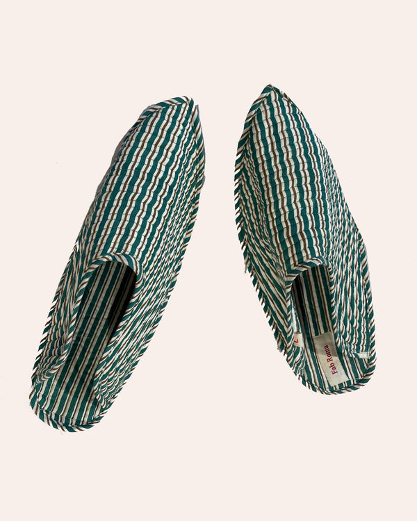 Babouches Forest cotone trapuntato stampa foglie verdi