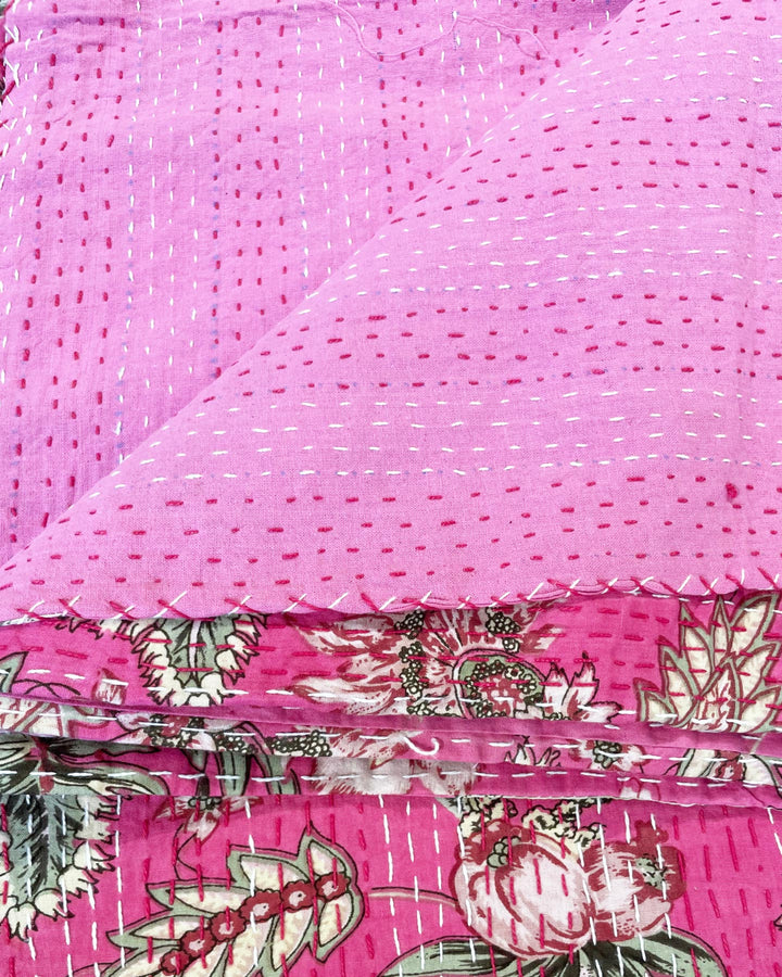 Trapuntatura artigianale copriletto Fuxia Jungle