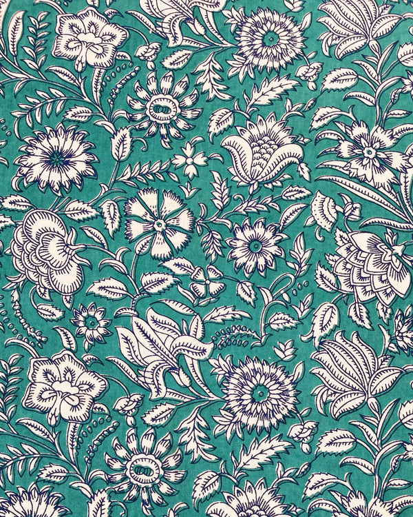 Telo Geranium cotone block print dettaglio stampa floreale